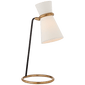 Clarkson Table Lamp in Hand-Rubbed Antique Brass and Black with Linen Shade