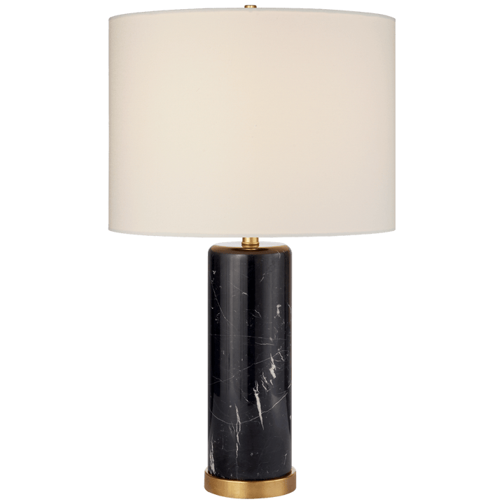 Cliff Table Lamp in Black Marble with Linen Shade