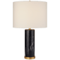 Cliff Table Lamp in Black Marble with Linen Shade