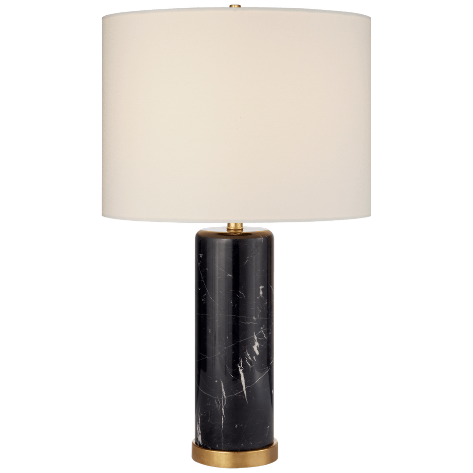 Cliff Table Lamp in Black Marble with Linen Shade