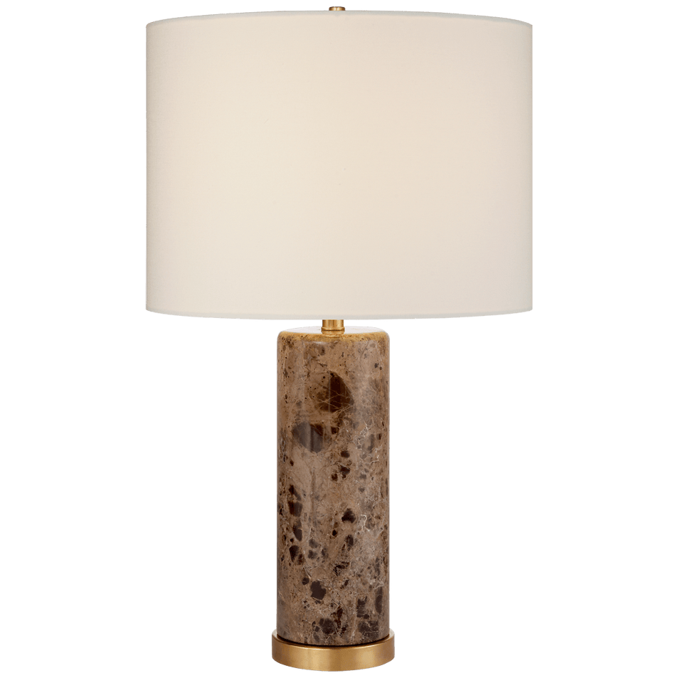 Cliff Table Lamp in Brown Marble with Linen Shade