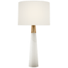 Olsen Table Lamp in Alabaster and Hand-Rubbed Antique Brass with Linen Shade