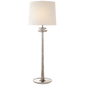 Beaumont Medium Buffet Lamp in Burnished Silver Leaf with Linen Shade