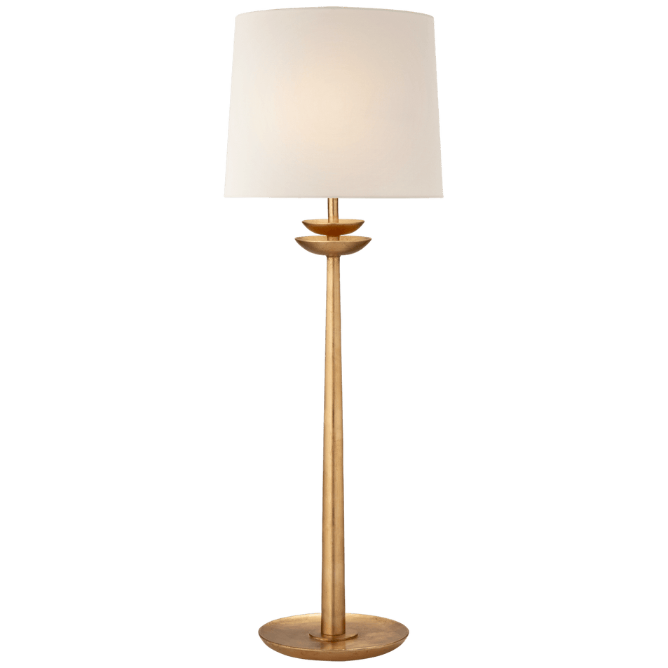 Beaumont Medium Buffet Lamp in Gild with Linen Shade