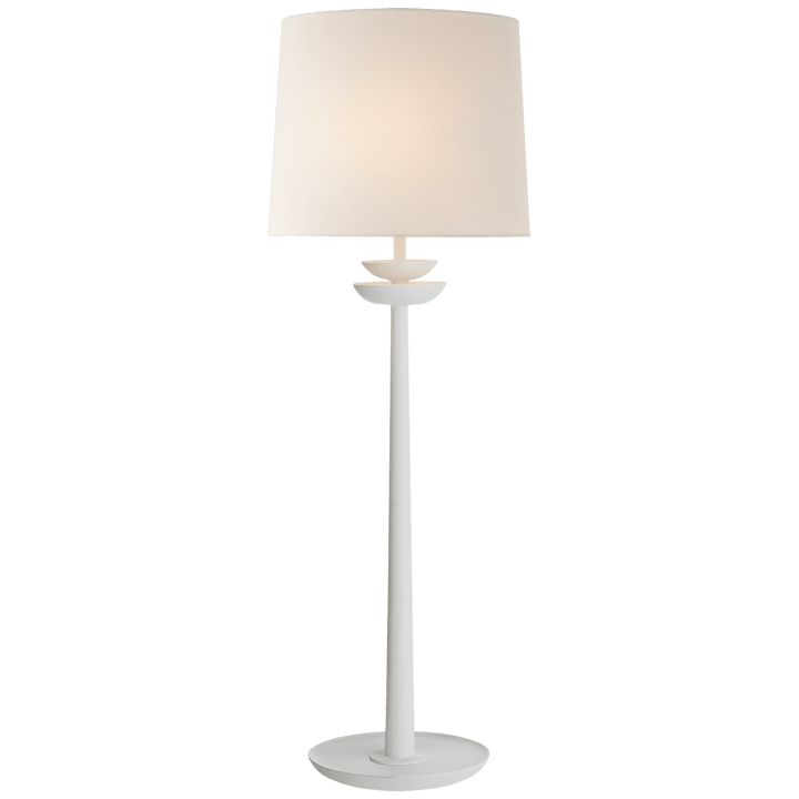 Beaumont Medium Buffet Lamp in White with Linen Shade