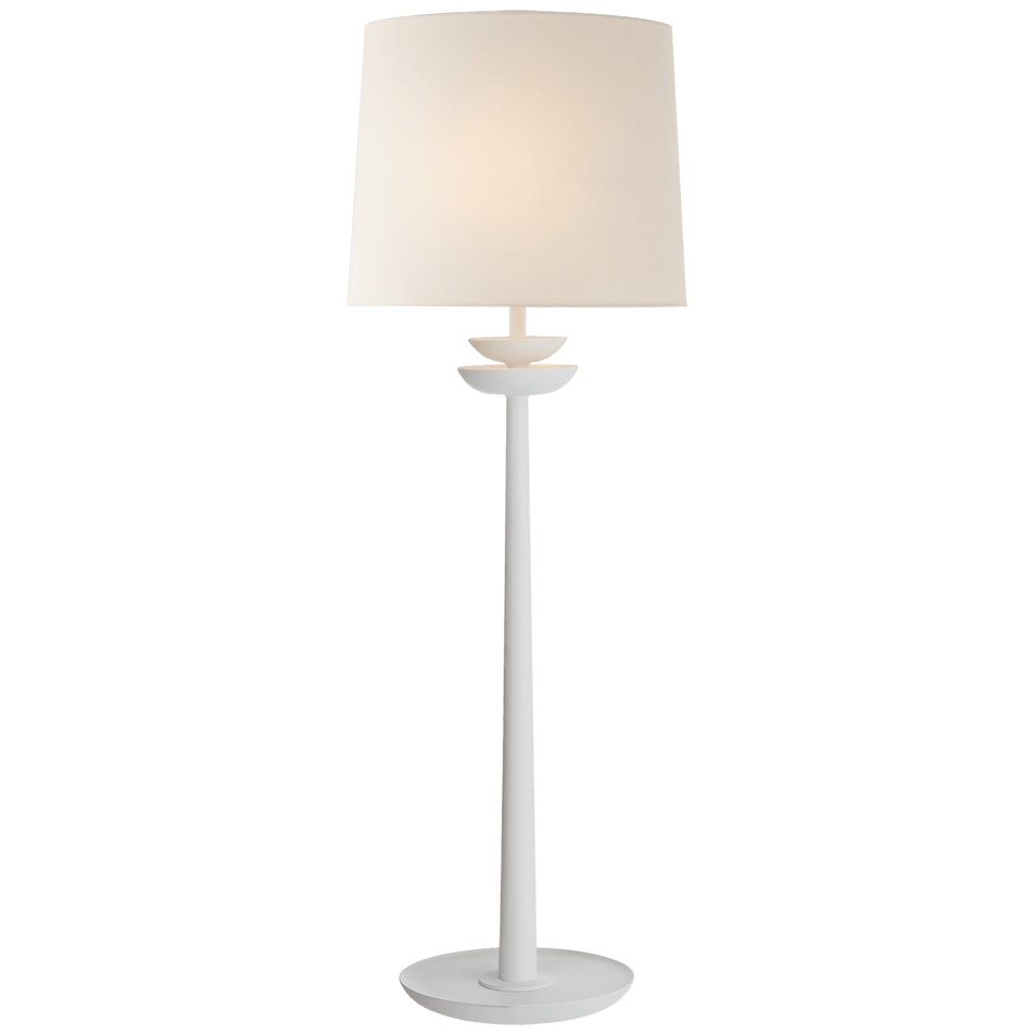Beaumont Medium Buffet Lamp in White with Linen Shade