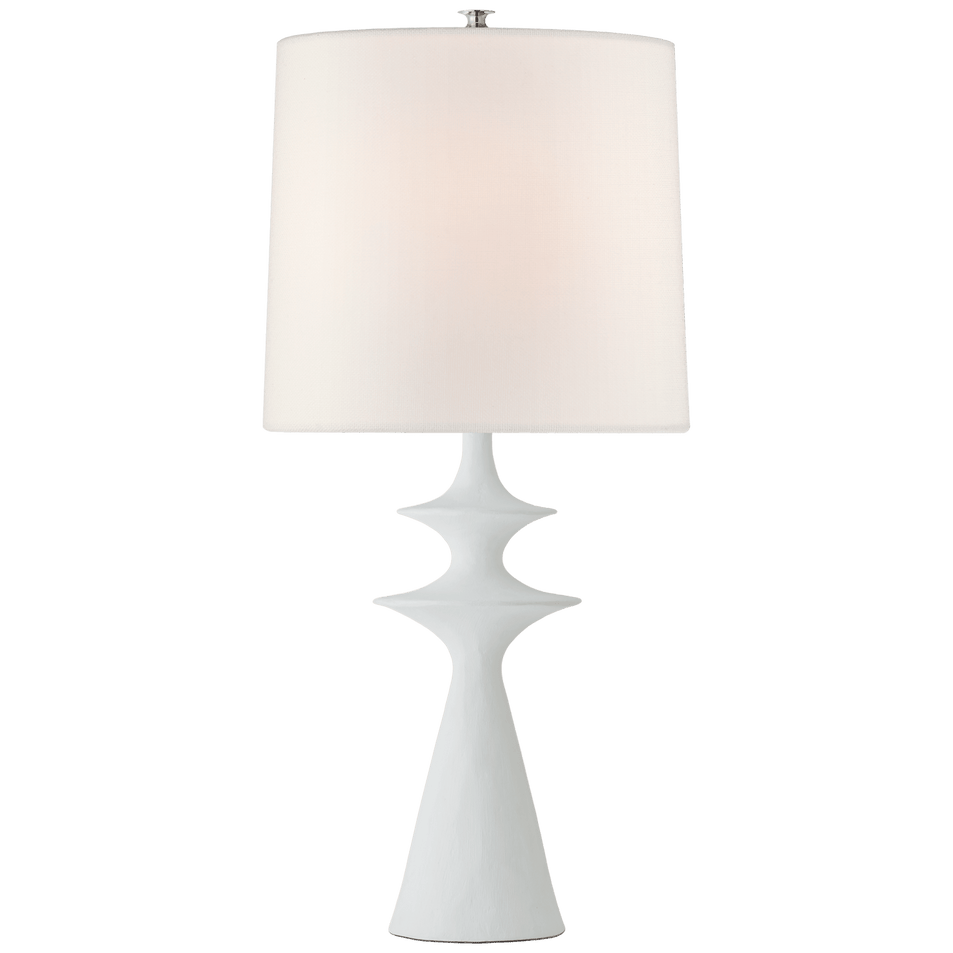 Lakmos Large Table Lamp in Plaster White with Linen Shade