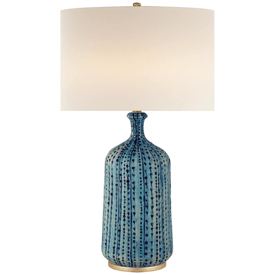 Culloden Table Lamp in Pebbled Aquamarine with Linen Shade