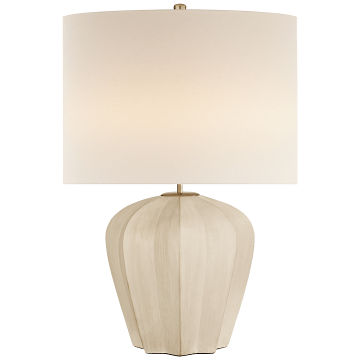 Pierrepont Medium Table Lamp in Polar Blue Crackle with Linen Shade