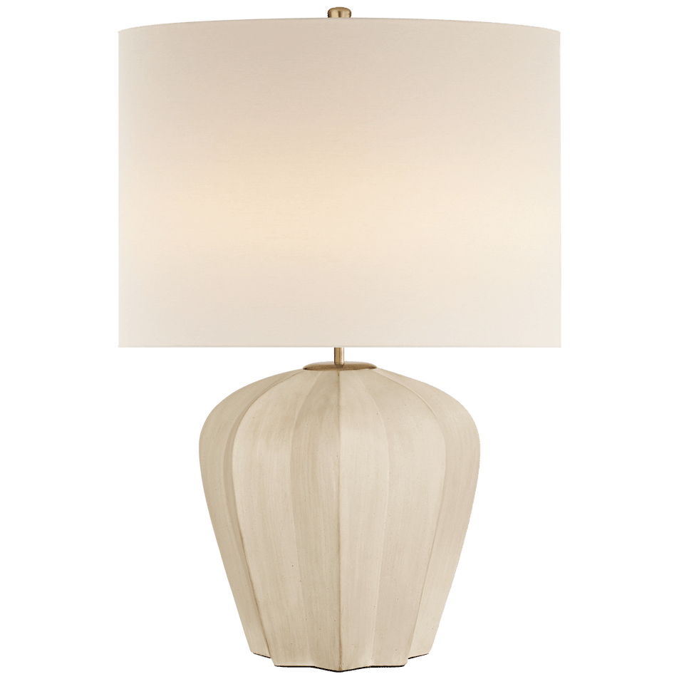 Pierrepont Medium Table Lamp in Polar Blue Crackle with Linen Shade