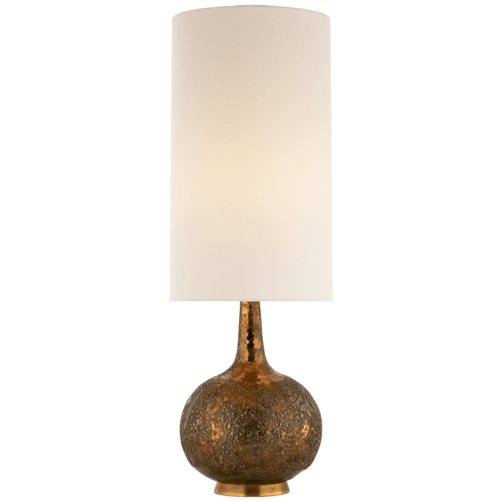 Hunlen Table Lamp in Chalk Burnt Gold with Linen Shade
