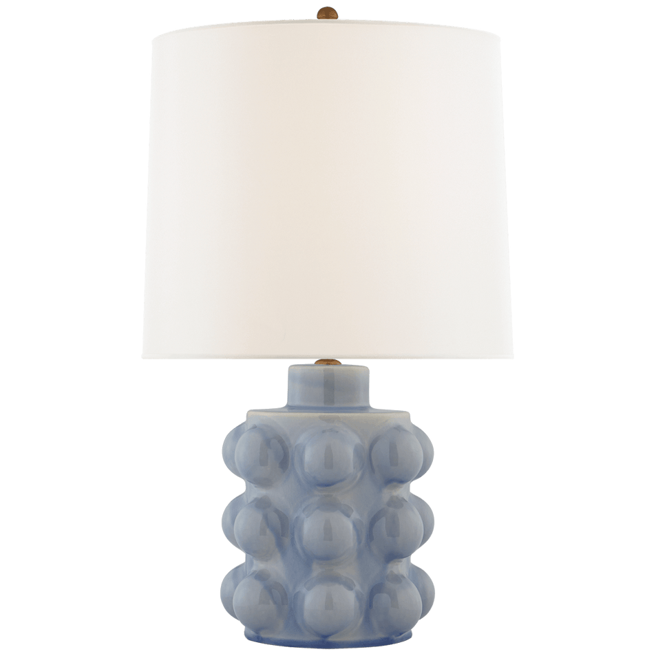 Vedra Medium Table Lamp in Polar Blue Crackle with Linen Shade