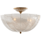 Rosehill Semi-Flush in Hand-Rubbed Antique Brass with White Strie Glass