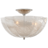Rosehill Semi-Flush in Polished Nickel with White Strie Glass