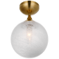 Cristol Small Single Flush Mount in Hand-Rubbed Antique Brass with White Glass
