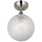 Cristol Small Single Flush Mount in Polished Nickel with White Glass