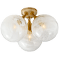 Cristol Large Triple Flush Mount in Hand-Rubbed Antique Brass with White Strie Glass
