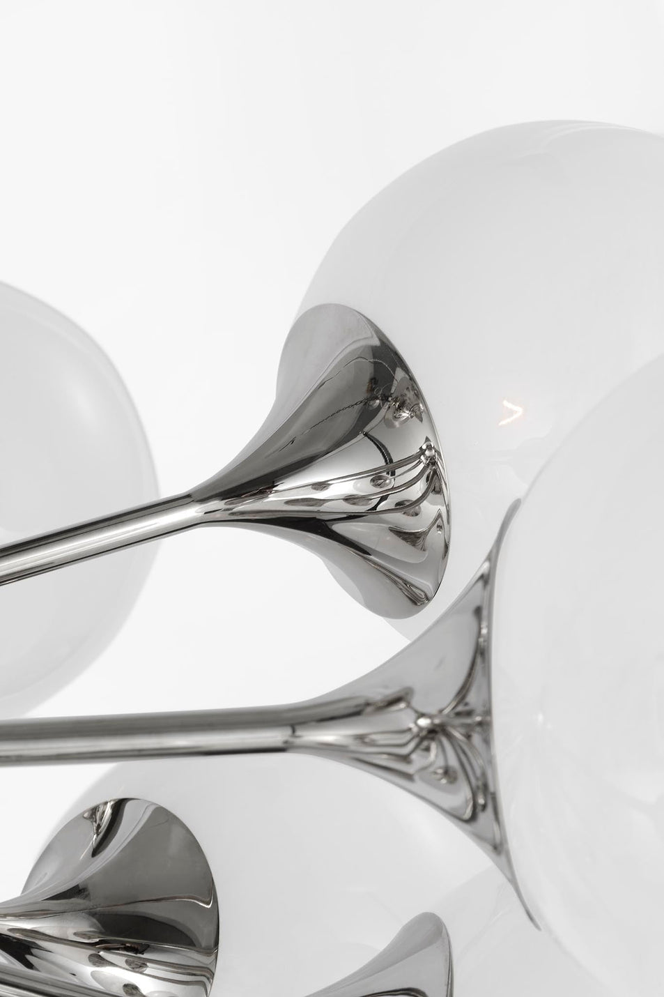 Cristol 43" Flush Mount in Polished Nickel with White Strie Glass