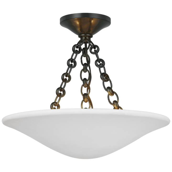 Mollino 16" Semi Flush Mount in Bronze with Plaster White Shade
