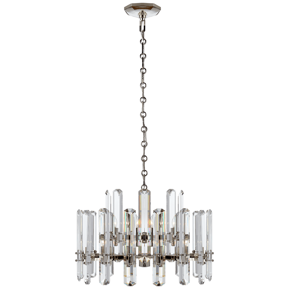 Bonnington Chandelier in Polished Nickel with Crystal