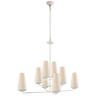 Fontaine Large Offset Chandelier in Plaster White with Linen Shades