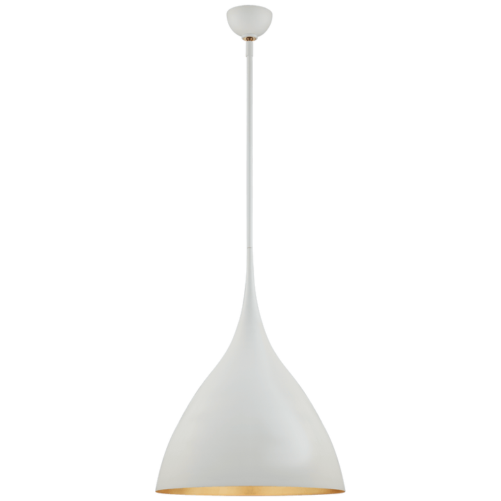 Agnes Medium Pendant in Plaster White with Gild Interior