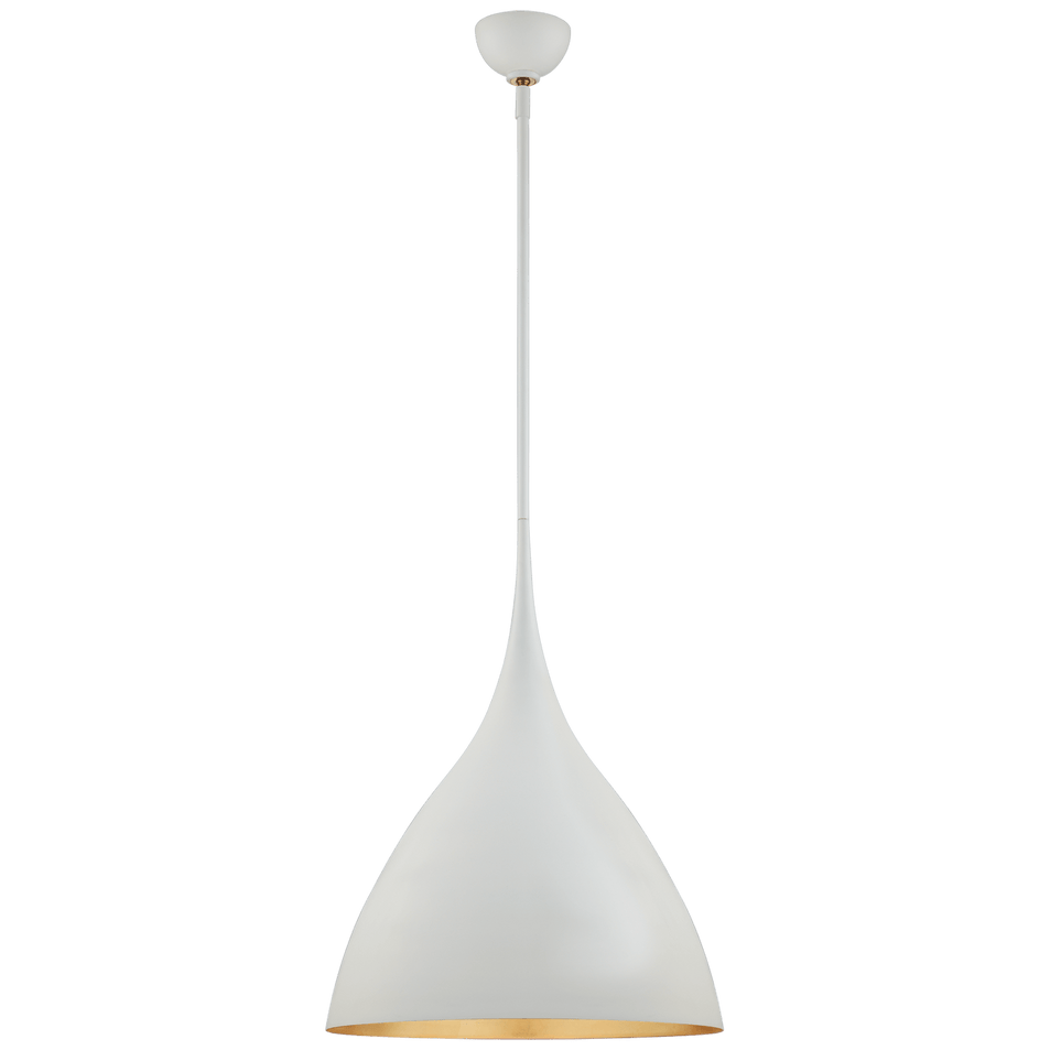 Agnes Medium Pendant in Plaster White with Gild Interior