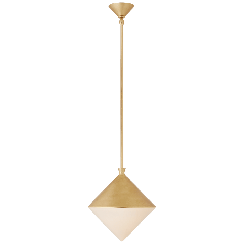 Sarnen Small Pendant in Gild with White Glass