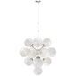 Cristol Large Tiered Chandelier in Polished Nickel with White Strie Glass