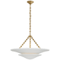 Mollino Medium Tiered Chandelier in Hand-Rubbed Antique Brass with Plaster White Shade