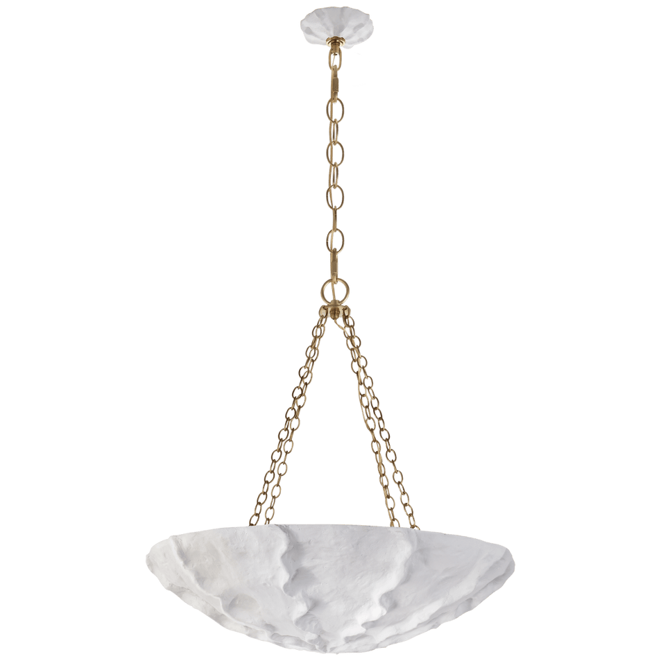 Benit Medium Sculpted Chandelier in Plaster White and Gild