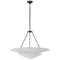 Mollino Large Tiered Chandelier in Bronze with Plaster White Shade