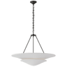Mollino Large Tiered Chandelier in Bronze with Plaster White Shade