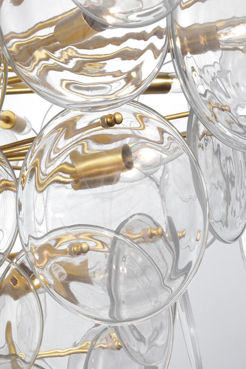 Loire Extra Large Chandelier in Gild with Clear Strie Glass