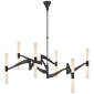 Brenta Grande Chandelier in Bronze with White Glass