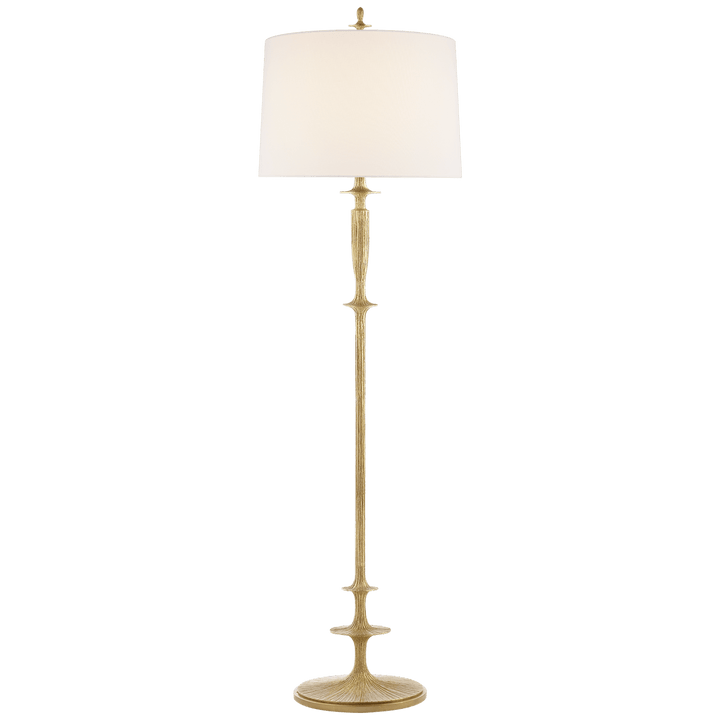 Lotus Floor Lamp in Gild with Linen Shade