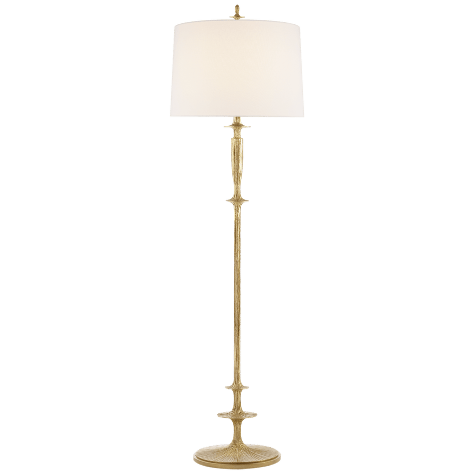 Lotus Floor Lamp in Gild with Linen Shade