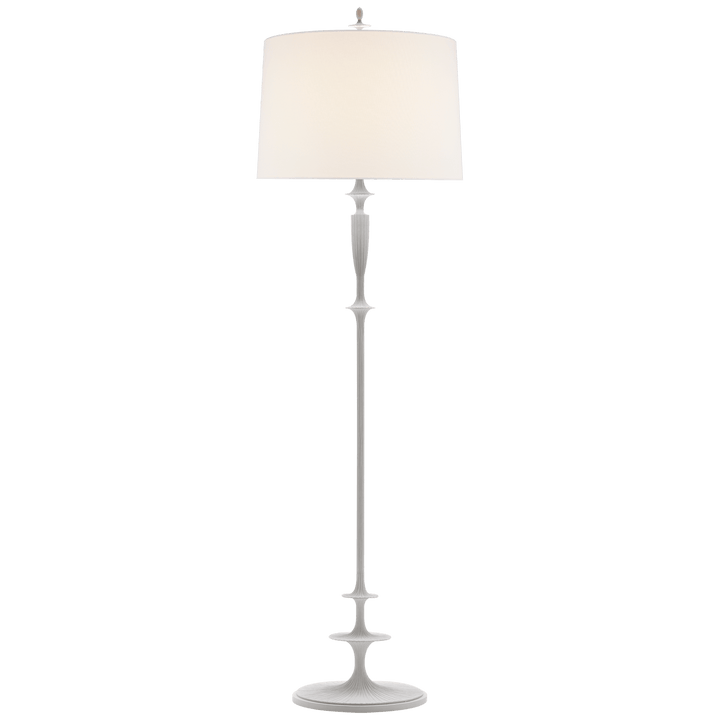 Lotus Floor Lamp in Plaster White with Linen Shade