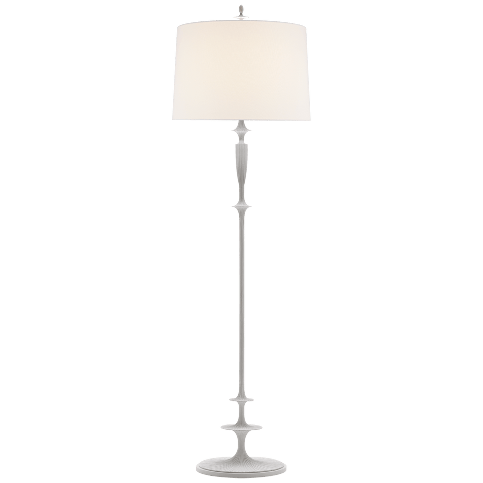 Lotus Floor Lamp in Plaster White with Linen Shade