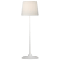Oscar Large Sculpted Floor Lamp in Plaster White with Linen Shade