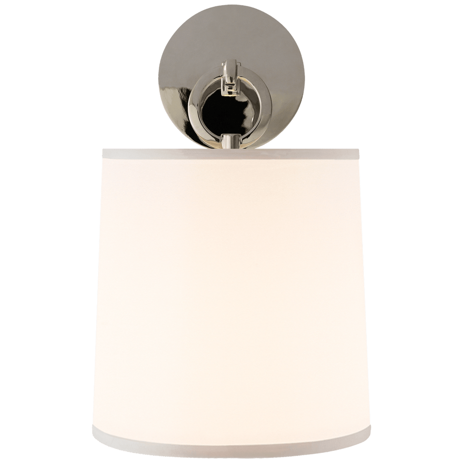 French Cuff Sconce in Polished Nickel with Silk Shade