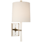 Refined Rib Sconce in China White and Polished Nickel with Linen Shade