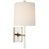 Refined Rib Sconce in China White and Polished Nickel with Linen Shade