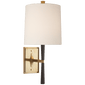 Refined Rib Sconce in Ebony Resin and Soft Brass with Linen Shade