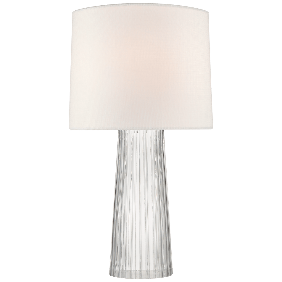 Danube Medium Table Lamp in Clear Glass with Linen Shade