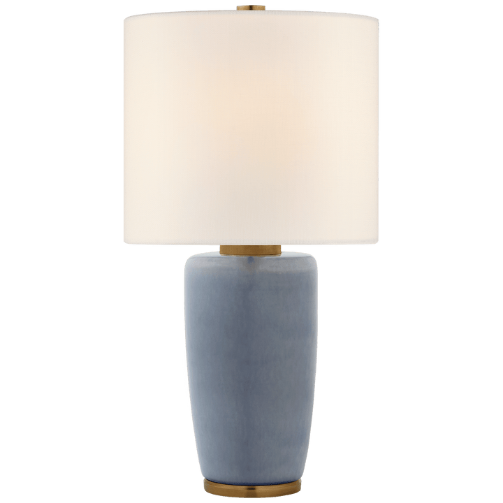 Chado Large Table Lamp in Polar Blue Crackle with Linen Shade