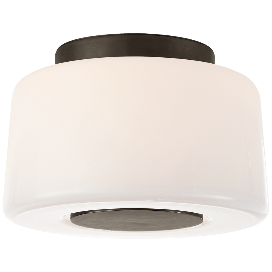 Acme Small Flush Mount in Bronze with White Glass