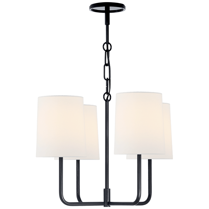 Go Lightly Small Chandelier in Charcoal with Linen Shades