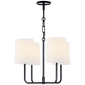 Go Lightly Small Chandelier in Charcoal with Linen Shades