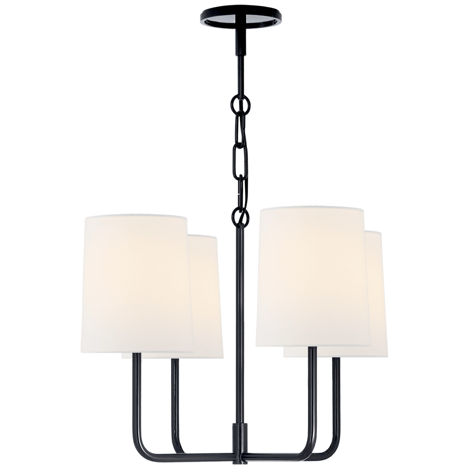 Go Lightly Small Chandelier in Charcoal with Linen Shades